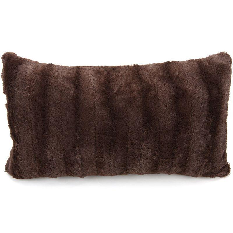 Chocolate Faux Fur Lumbar Throw Pillow Cover