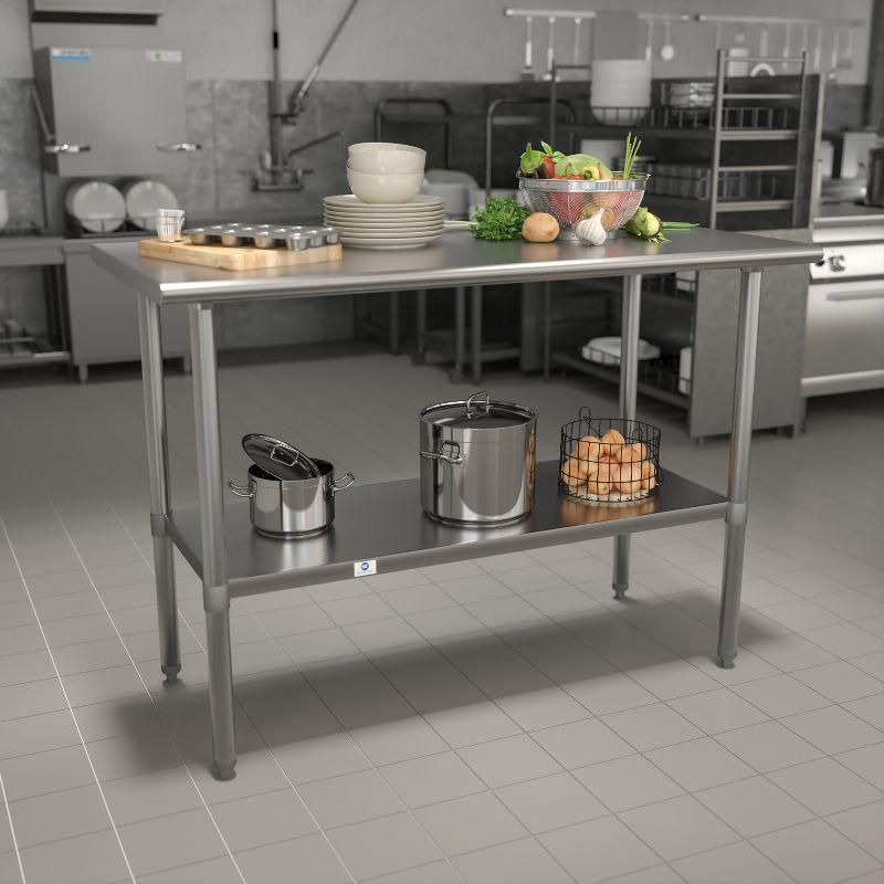Flash Furniture Woodford NSF Certified Stainless Steel Prep and Work Table with Undershelf