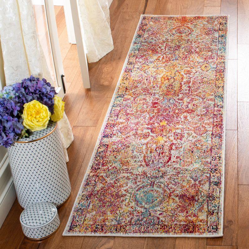 Crystal CRS505 Power Loomed Runner Rug - Light Blue/Orange - 2'2"x9' - Safavieh.