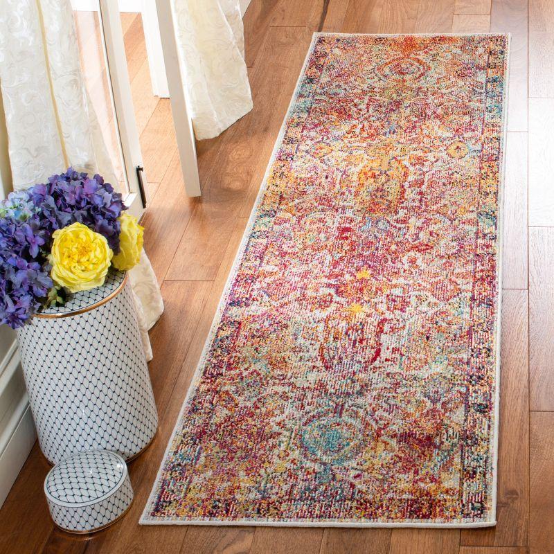 Elysian Light Blue & Orange Hand-Knotted Synthetic Runner Rug - 2'2" x 11'