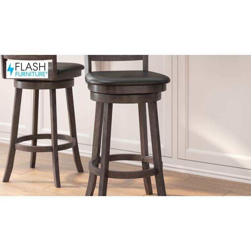 Flash Furniture Felicity Commercial Grade Wood Classic Crossback Swivel Bar Height Barstool with Padded, Upholstered Seat