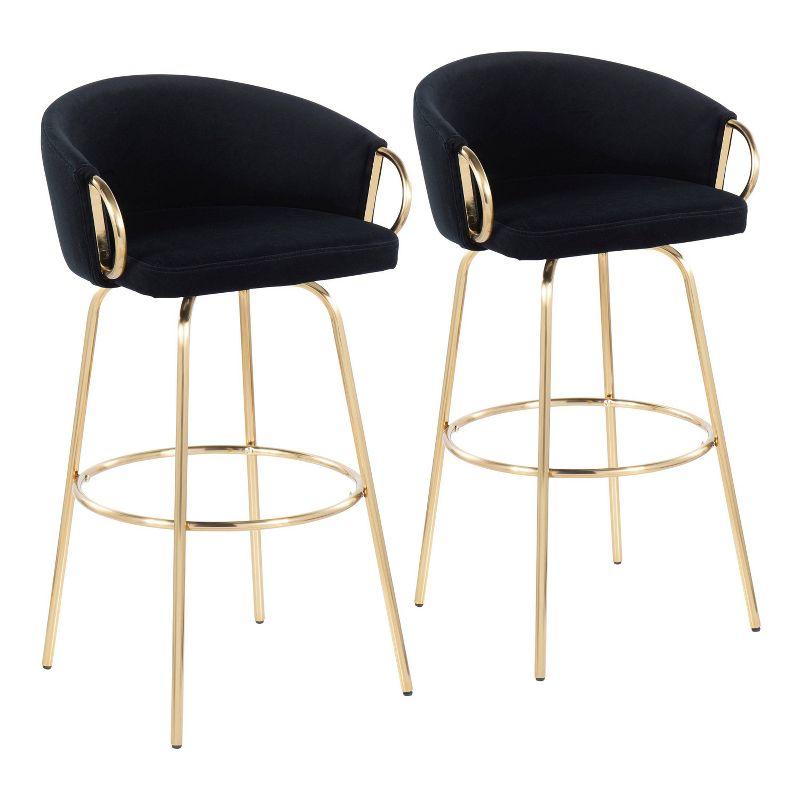 George Oliver Lakyia Swivel Upholstered Counter Stool with Metal Frame (Set of 2)