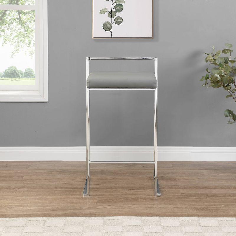 Lucien 25.25" Gray Metal Backless Counter Stool