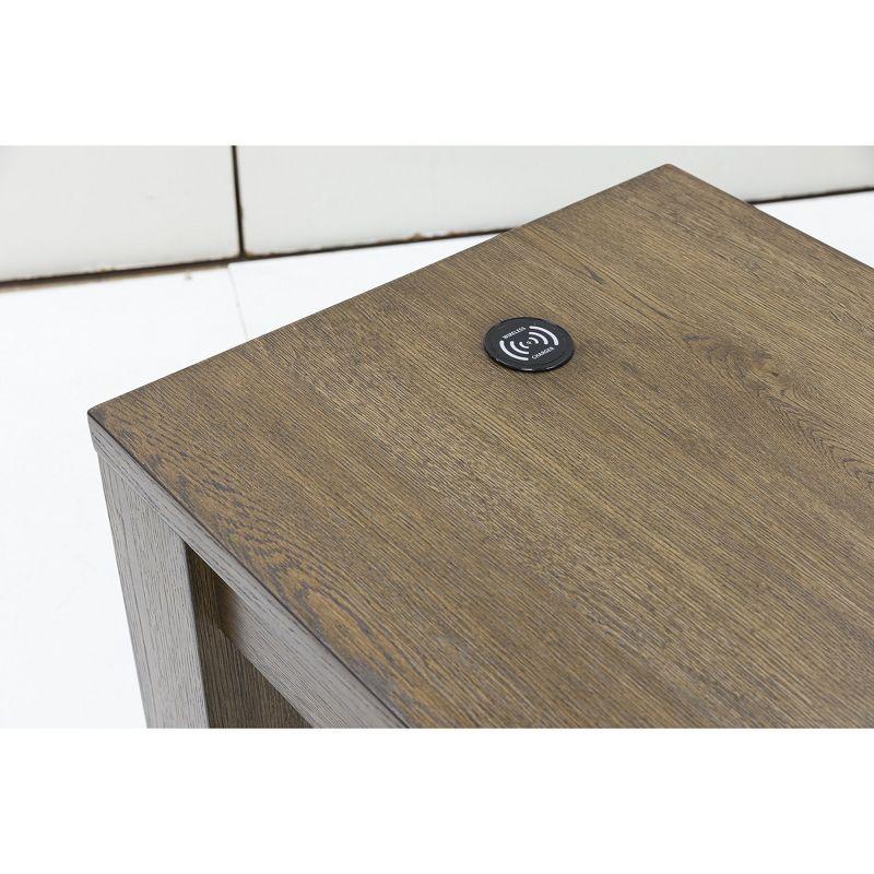 Signature Design by Ashley Rosswain End Table with Wireless Charging, Brown