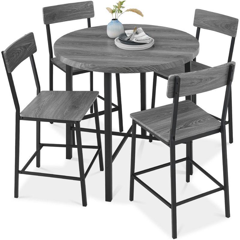 Best Choice Products 5-Piece Modern Round Counter Height Dining Set w/ 4 Chairs, 1.5in Thick Table