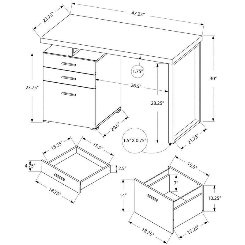 Monarch Specialties Computer Desk Home Office Laptop Left Right Set-Up Storage Drawers 48InchL Work Metal Laminate Beige Black Contemporary Modern