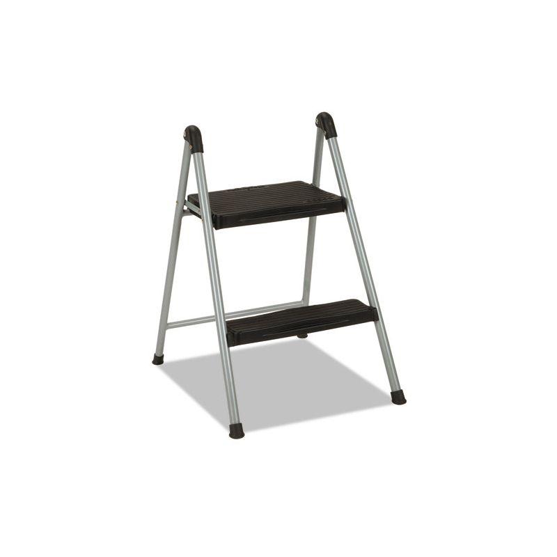 Cosco Folding Step Stool, 2-Step, 200 lb Capacity, 16.9" Working Height, Platinum/Black