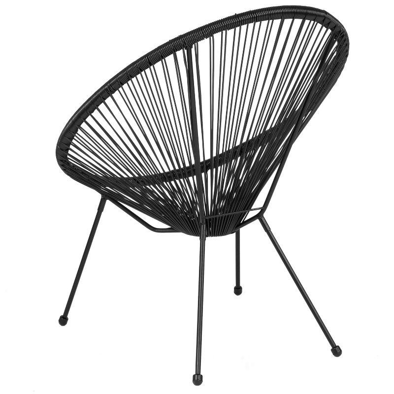 Black Woven Basket Papasan Bungee Lounge Chair