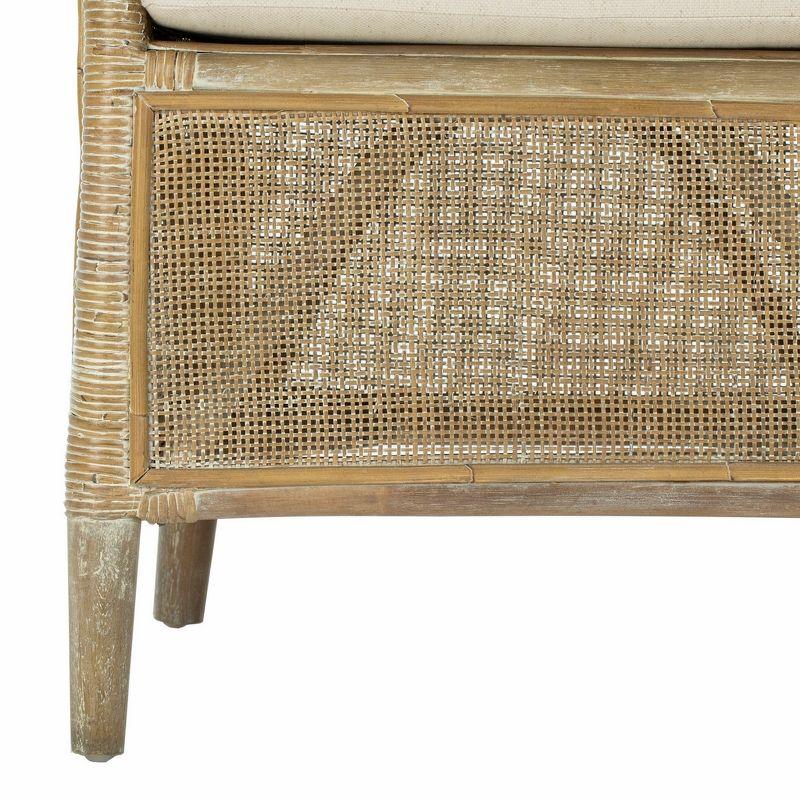 Alexana Rattan Armchair - White Wash/White Cushion - Safavieh