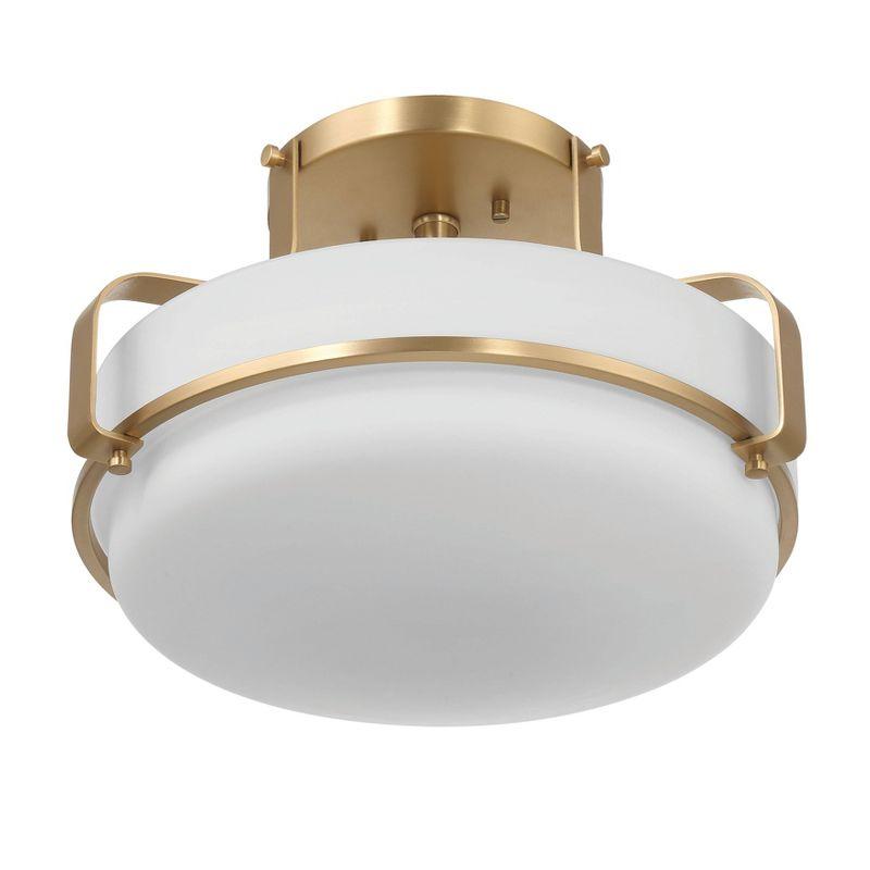 Allegra White and Gold Glass Drum Semi-Flush Mount Light