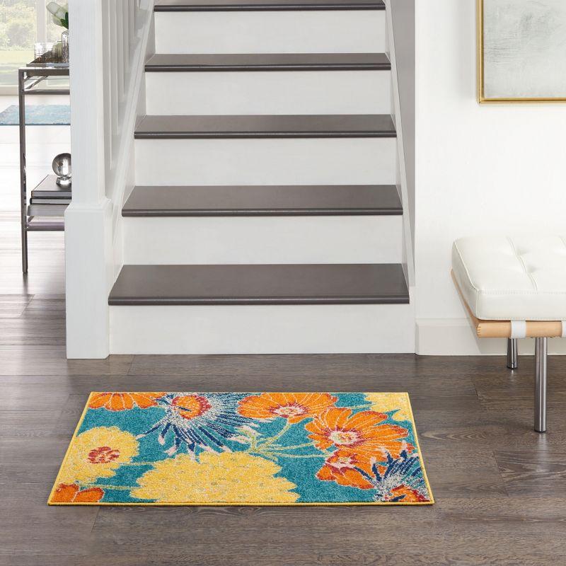 Nourison Allur Oversized Flowers Indoor Area Rug Turquoise Multicolor 2' x 3'