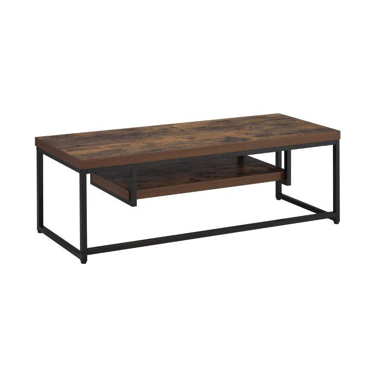 Sleek Weathered Oak and Black Metal TV Stand with Open Shelf