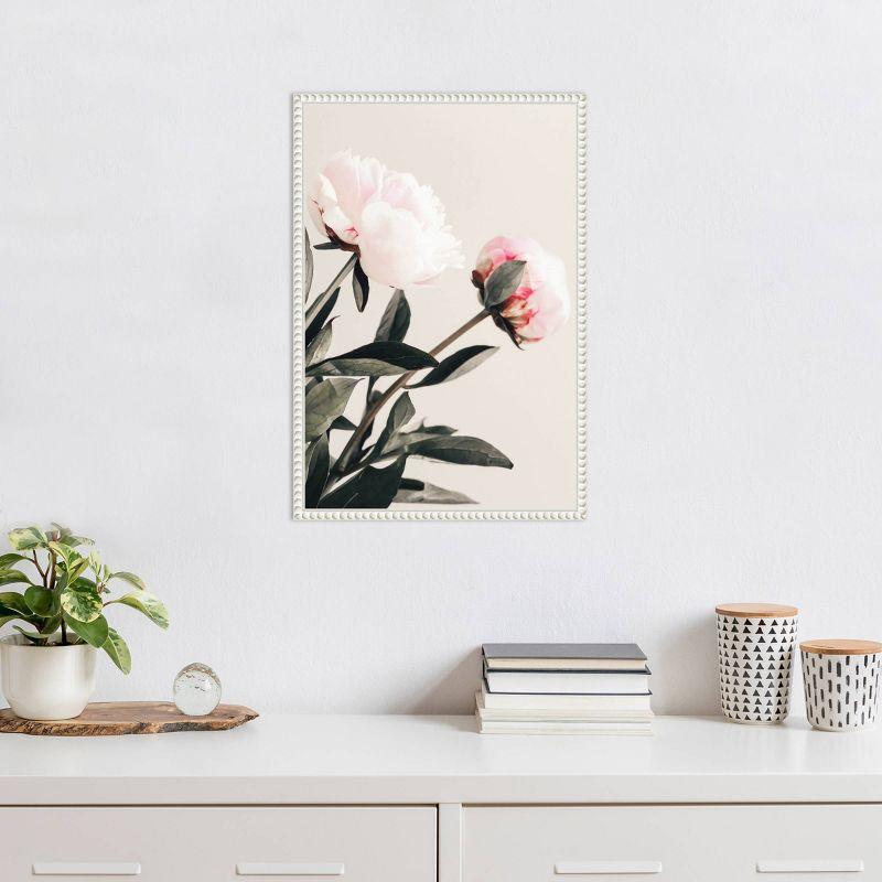 16"x23" Peony 23 by Pictufy Studio III Framed Canvas Wall Art Print White - Amanti Art: Modern Overbed Botanical Lithograph