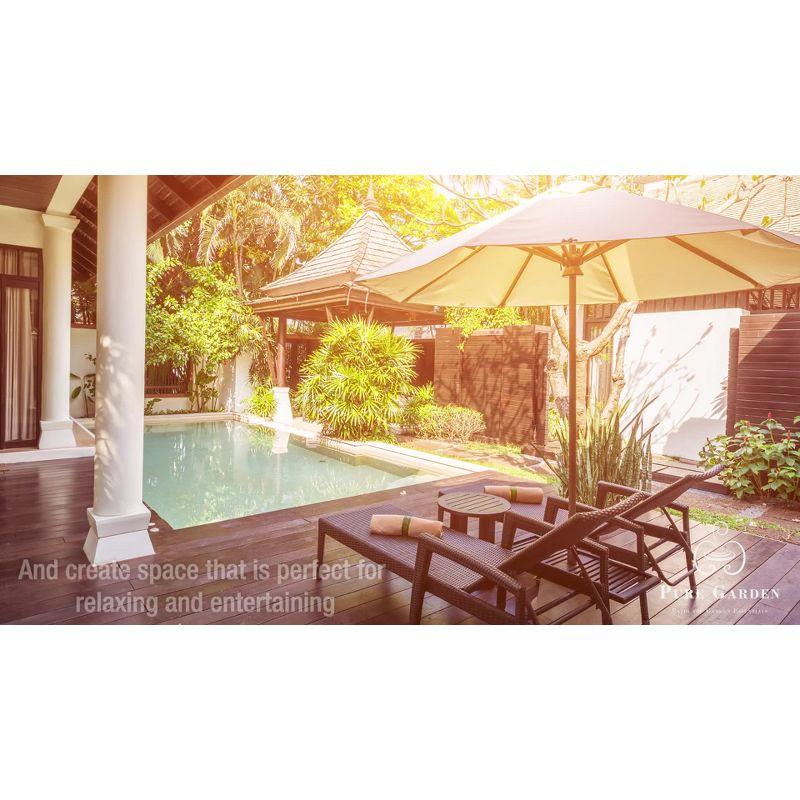 Pure Garden 10' Octagon Outdoor Patio Market Umbrella: Solar LED, Water-Resistant, Steel Frame