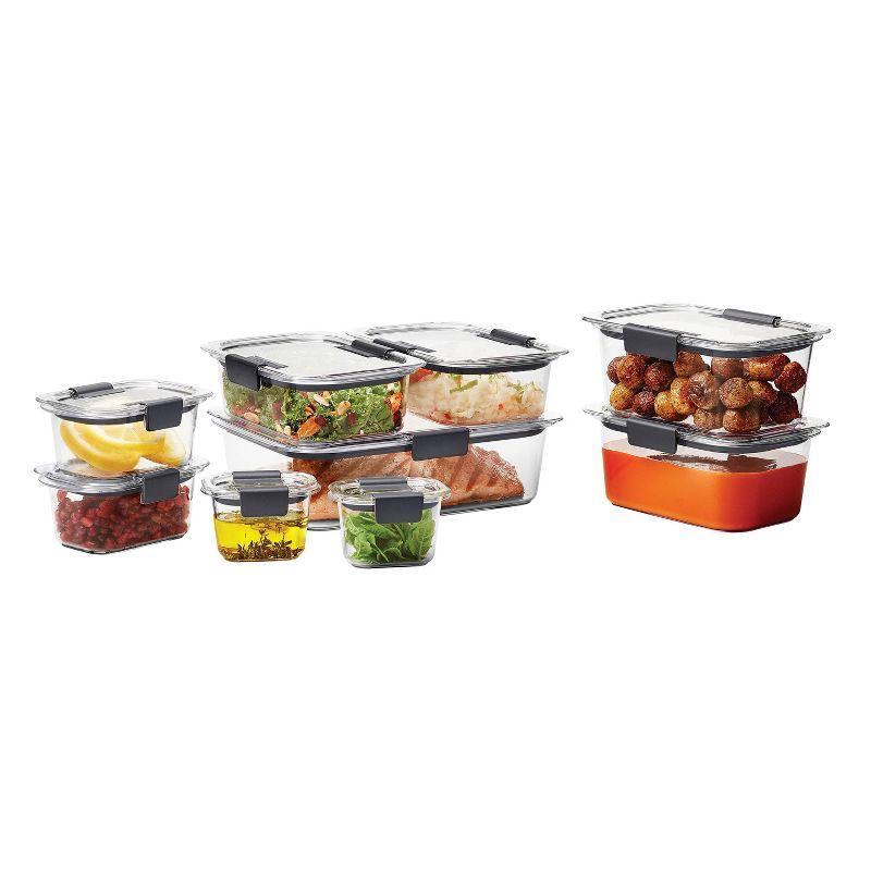 Rubbermaid Brilliance 18pc Plastic Food Storage Container Set: Clear, Microwave & Freezer Safe, Dishwasher Safe, Lids Included