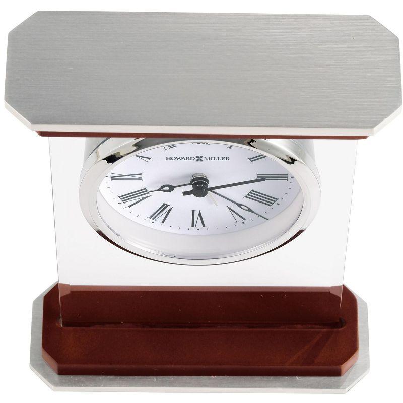 Mayfield Modern & Contemporary Roman Numeral Rosewood Quartz Movement / Crystal Tabletop Clock with Alarm in White/Brown/Silver