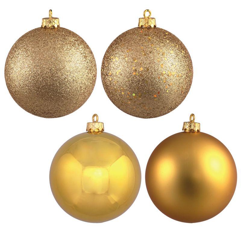 Gold Glitter and Shiny Shatterproof Plastic Christmas Ball Ornaments Set