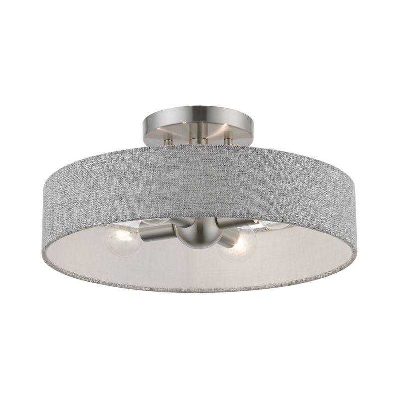 Livex Lighting Elmhurst 4 - Light Semi-Flush Mount in  Brushed Nickel/Shiny White