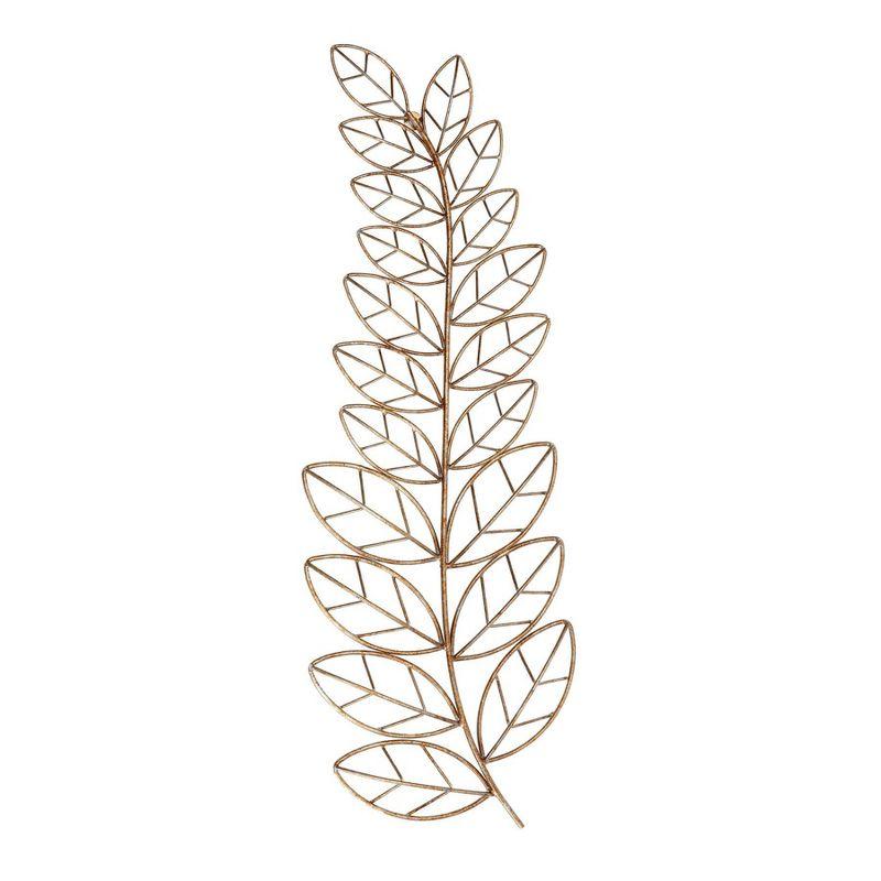 Eber Copper Patina Iron Fern Leaf Wall Sculpture, 33" Wide