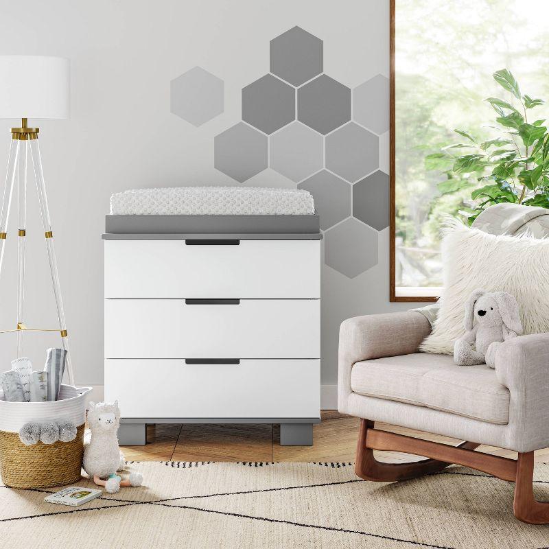 Modo Space-Saving 3-Drawer Changer Dresser in Grey and White