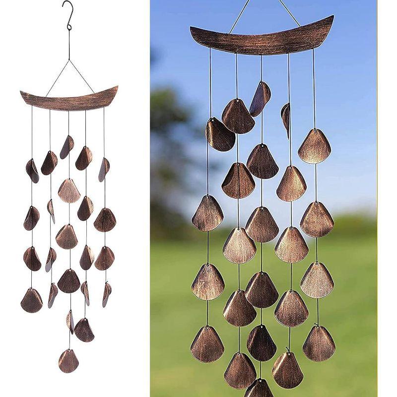 VP Home 30" H Iron Shimmering Mandala Wind Chimes for Outside, Brown