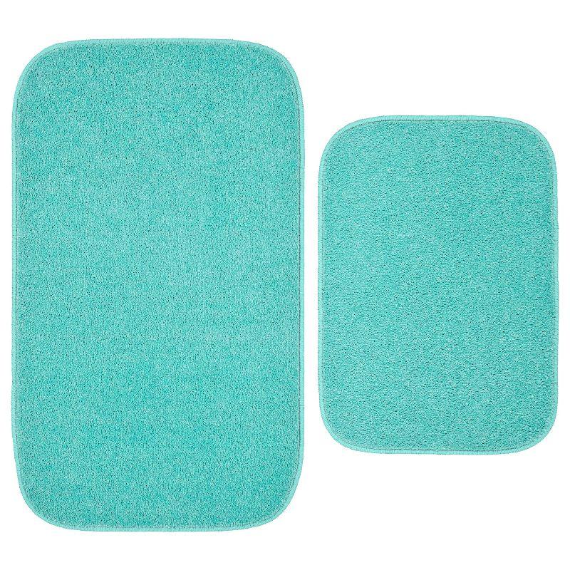 Garland Rug Gramercy 2pc Washable Bathroom Rug Set Sea Foam: Non-Skid, Machine Made, Tufted Design