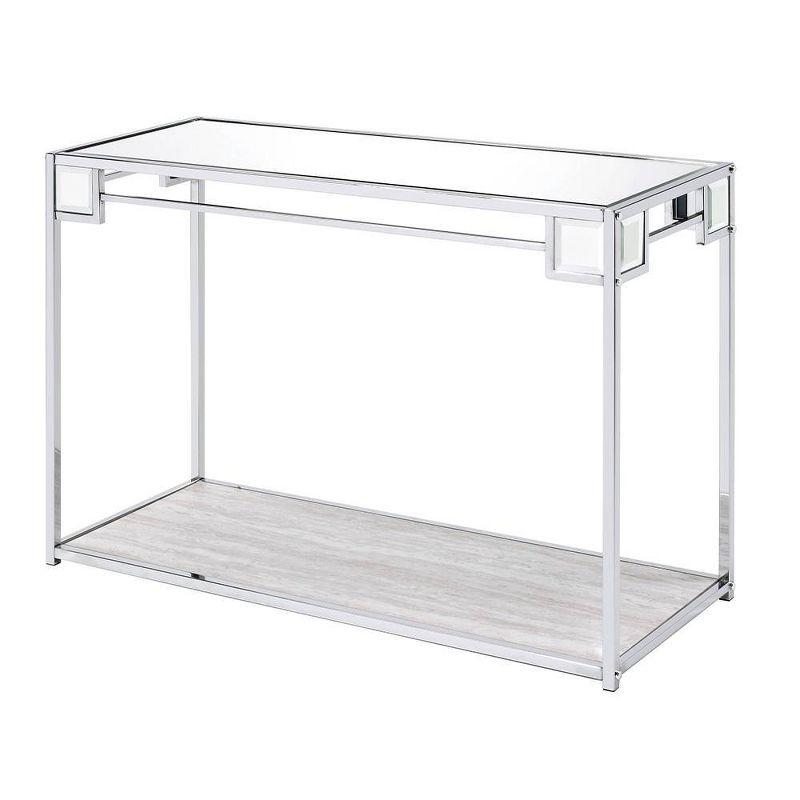 44" Asbury Accent Table Mirrored/Chrome - Acme Furniture