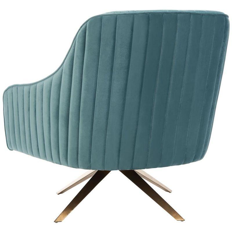 Seafoam Velvet Swivel Arm Chair with Metal Base