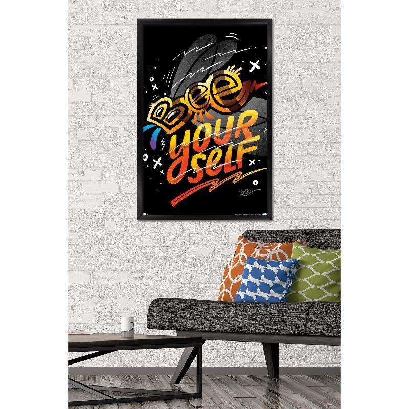 Bee Yourself Multicolor Abstract Kids Framed Poster