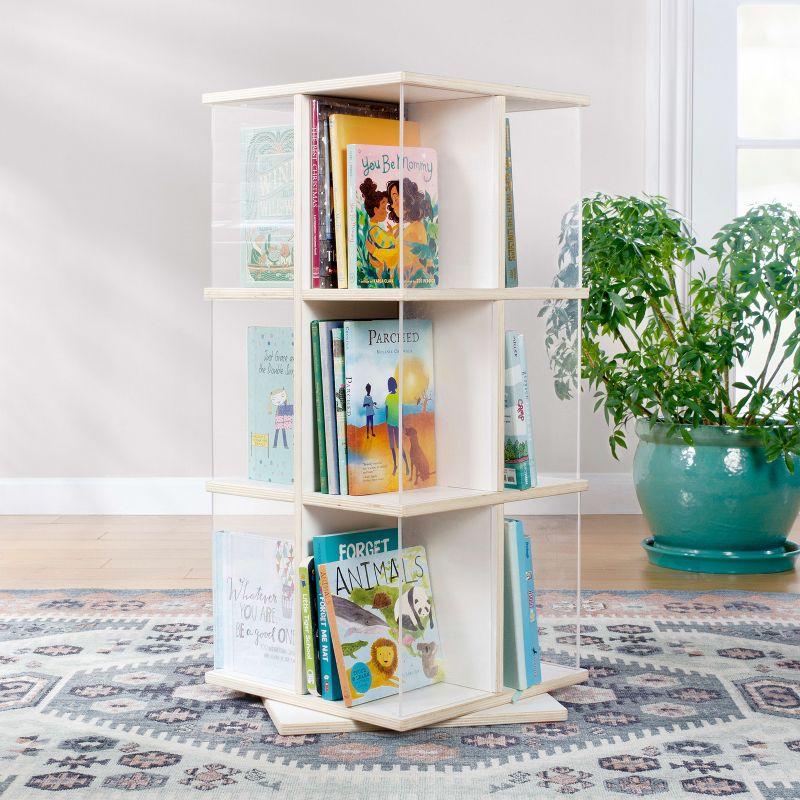 White Rotating Kids' Bookshelf with Acrylic Shelves