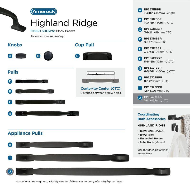 Amerock Highland Ridge 18 inch (457mm) Center-to-Center Black Bronze Appliance Pull