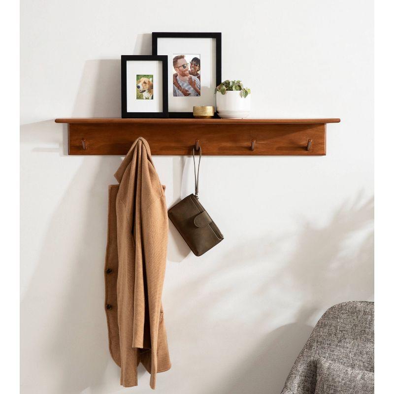 Kate & Laurel All Things Decor 36" x 5" Alta Wood Shelf with 5 Posts Walnut Brown - No Assembly, Includes Mounting Hardware