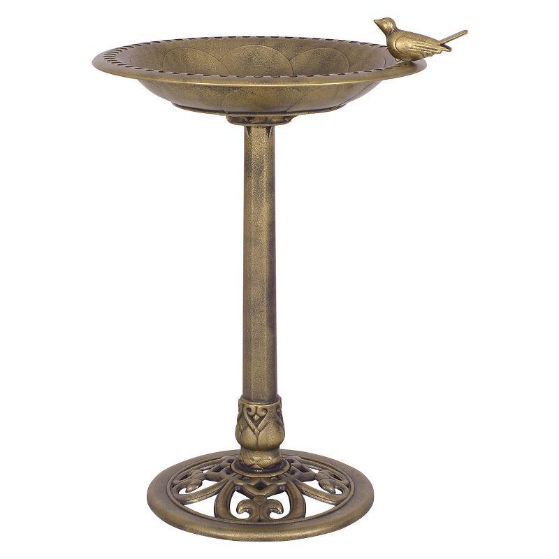 Costway Antique Gold Freestanding Pedestal Bird Bath Feeder Outdoor Garden Yard Decor