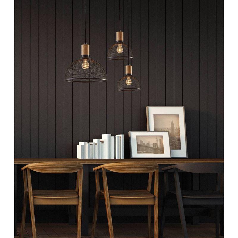 Large Dale Pendant Black - Adesso: Industrial Style, Rubber Wood Accent, ETL Listed