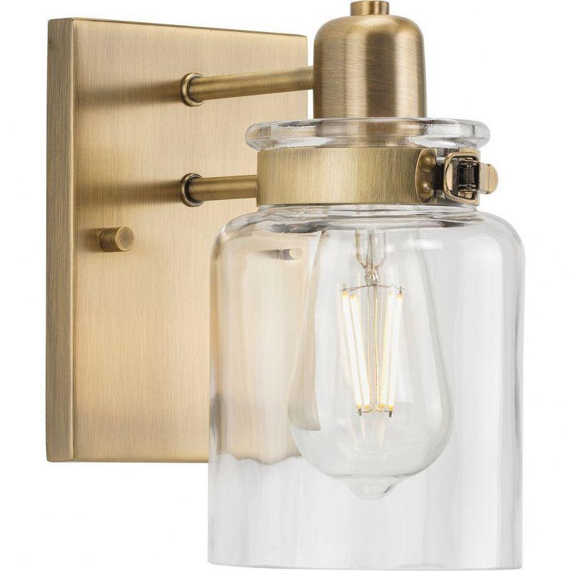 Progress Lighting, Calhoun Collection, 1-Light Bath Light, Vintage Brass, Clear Glass