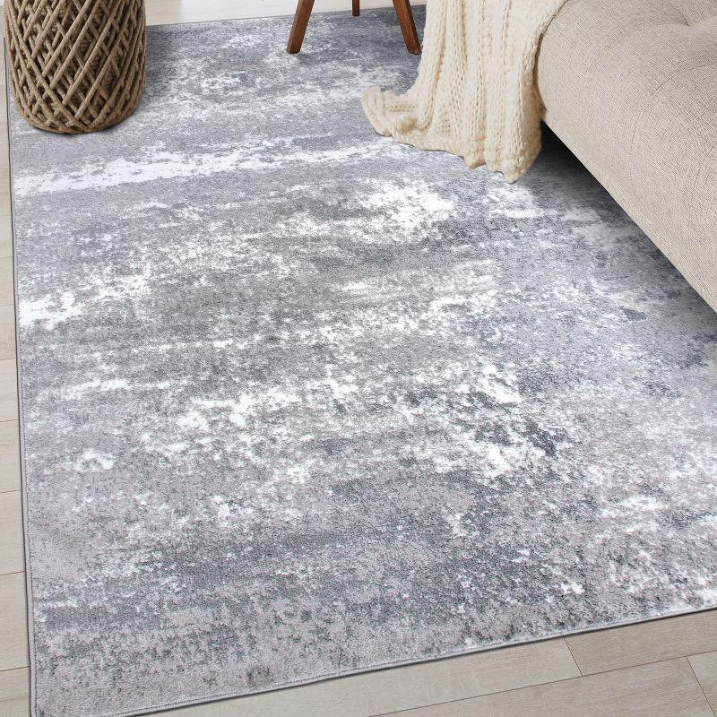 World Rug Gallery Distressed Abstract Watercolor Gray 5' x 7' Area Rug