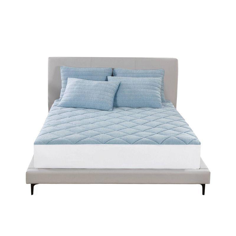 Twin Blue Down Alternative Cooling Mattress Pad