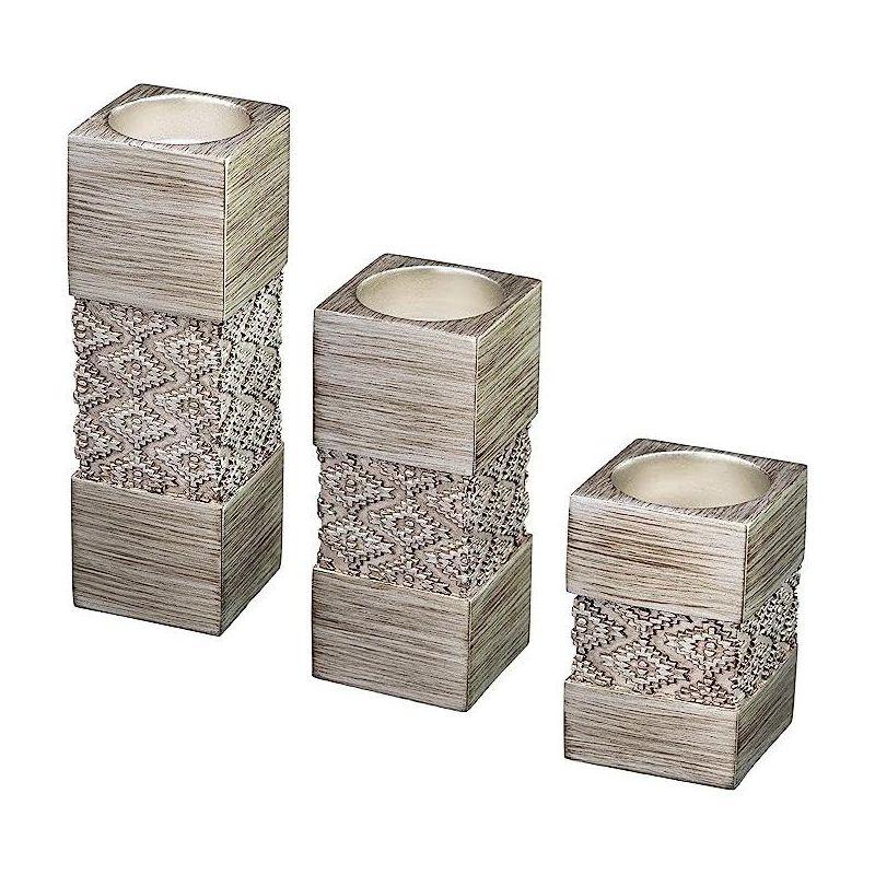 Creative Scents Dublin 3 Pcs Tea Light Candle Holder Set - Silver