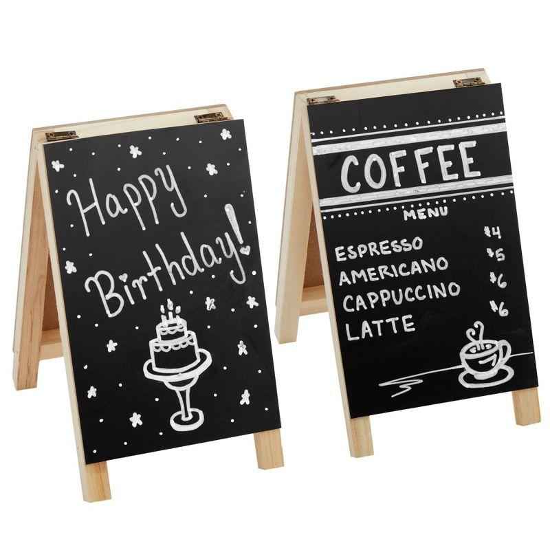 Juvale 2 Pack Small Easel Chalkboard for Tabletops, Restaurant Menu Sign for Catering Events, Weddings (4.5 x 7.5 In)