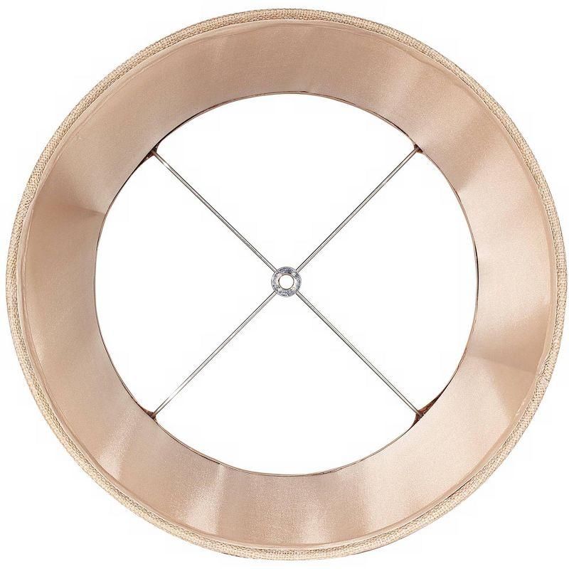 Springcrest Natural Burlap Medium Drum Lamp Shade 13" Top x 16" Bottom x 11" Slant x 10.75" High (Spider) Replacement with Harp and Finial
