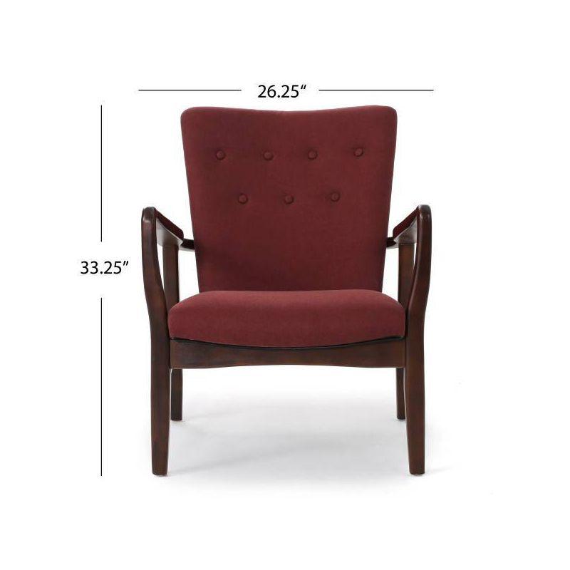 Set of 2 Becker Upholstered Armchairs Deep Red - Christopher Knight Home: Birch Wood Legs, Tufted Back, Polyester