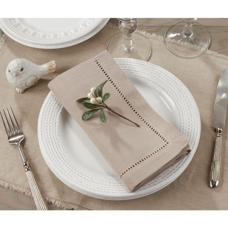 Saro Lifestyle Napkin /w Hemstitch Border, 22" Square, Taupe (Set of 12)