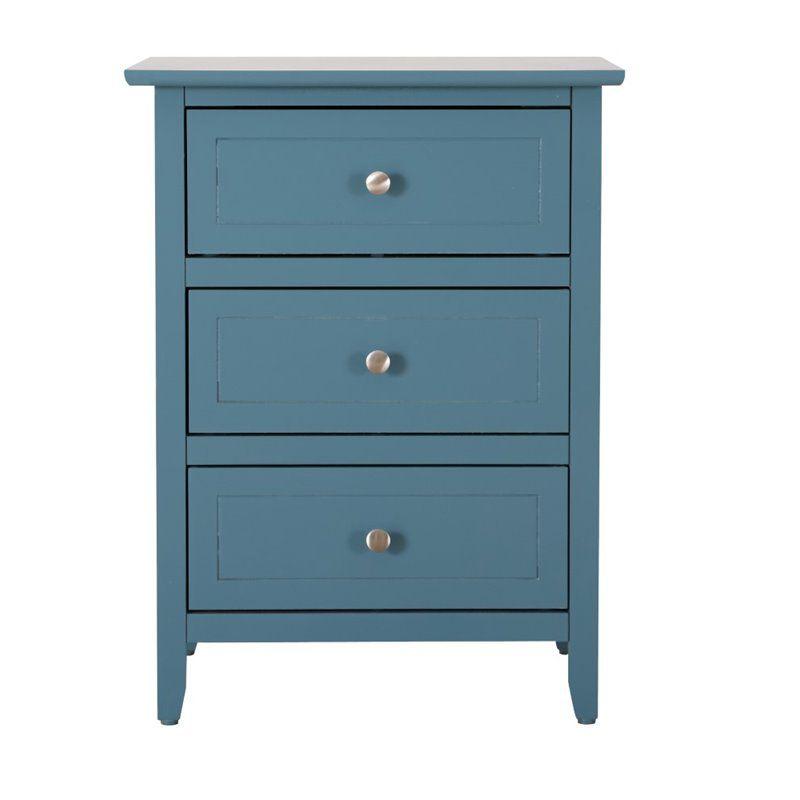 Glory Furniture Daniel 3 Drawer Nightstand in Teal