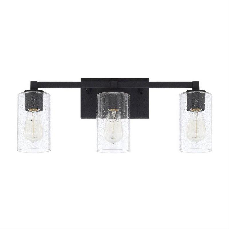 Ravenwood Black Iron 3-Light Vanity with Clear Seeded Glass Shades