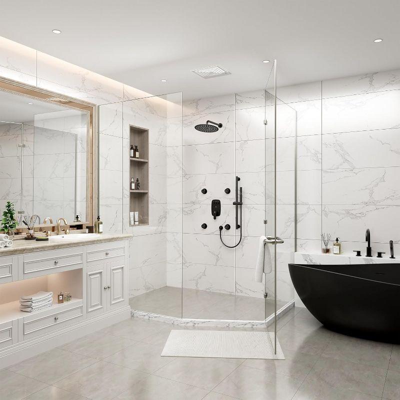 3-Function 12 Inch Temperature Digital Display Shower System With 2-Setting Slider Bar Handheld And 4Pcs Body Jets