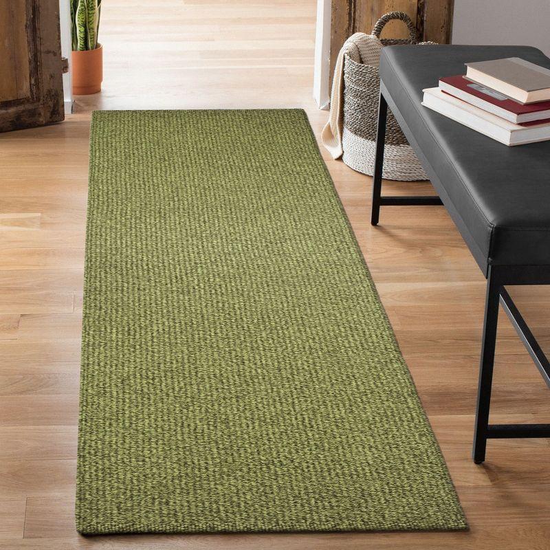 Avalon Green Synthetic 24"x4" Handwoven Indoor/Outdoor Rug