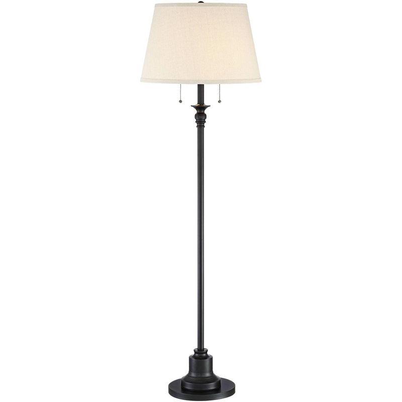 Spenser 58" Oiled Bronze Floor Lamp with Linen Shade