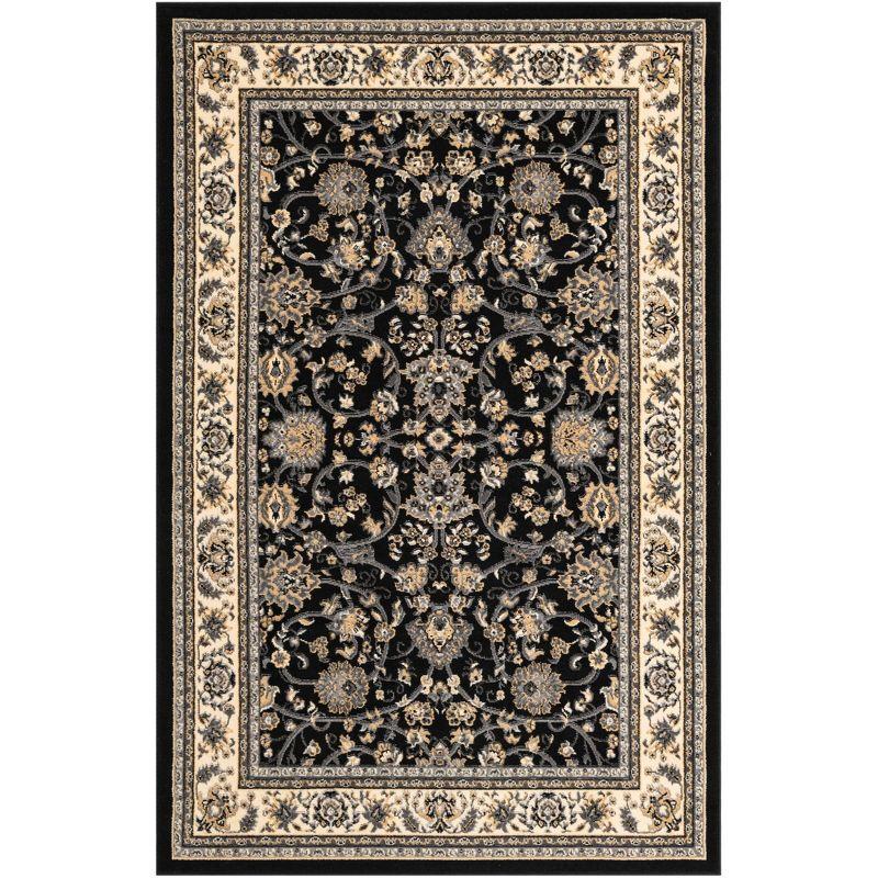 Black Rectangular Washable Synthetic Indoor Rug 5' x 8'