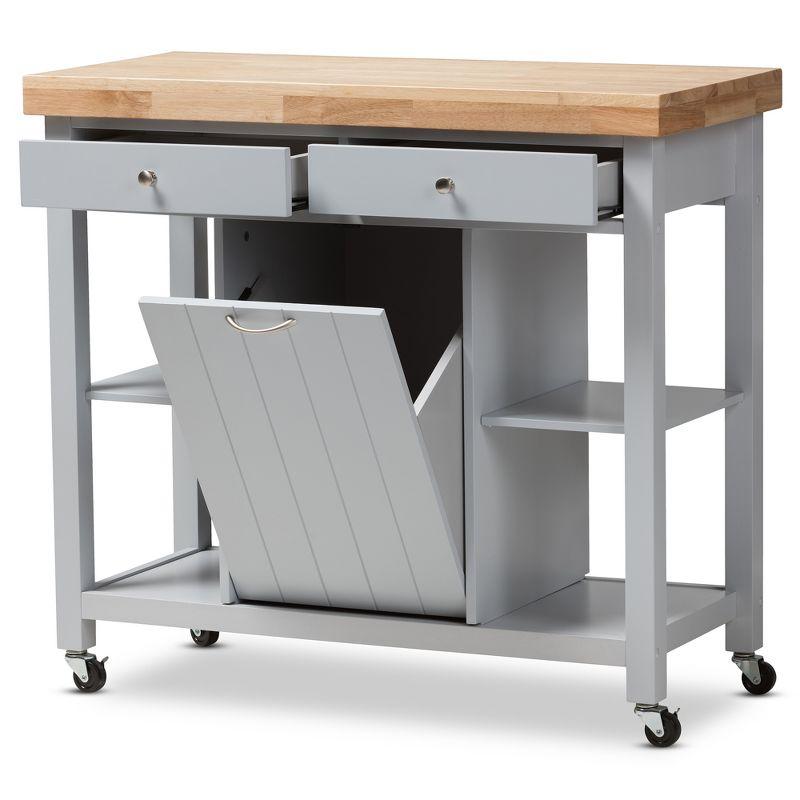 Hayward Kitchen Cart: Storage, Prep Station, Pull-Out Trash - Baxton Studio