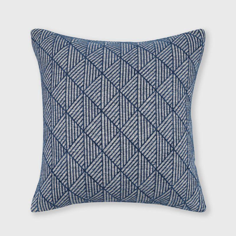 Logan Reversible Geometric Chenille Pillow 18" x 18" - Blue